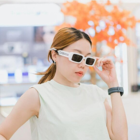 D&G DG6187 331287 BRAND NEW Sunglasses White Dark Grey Rectangle Unisex - Picture 4 of 11